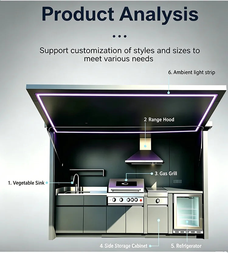 Outdoor Kitchen Cabinet 304 Stainless Steel Fully Equipped