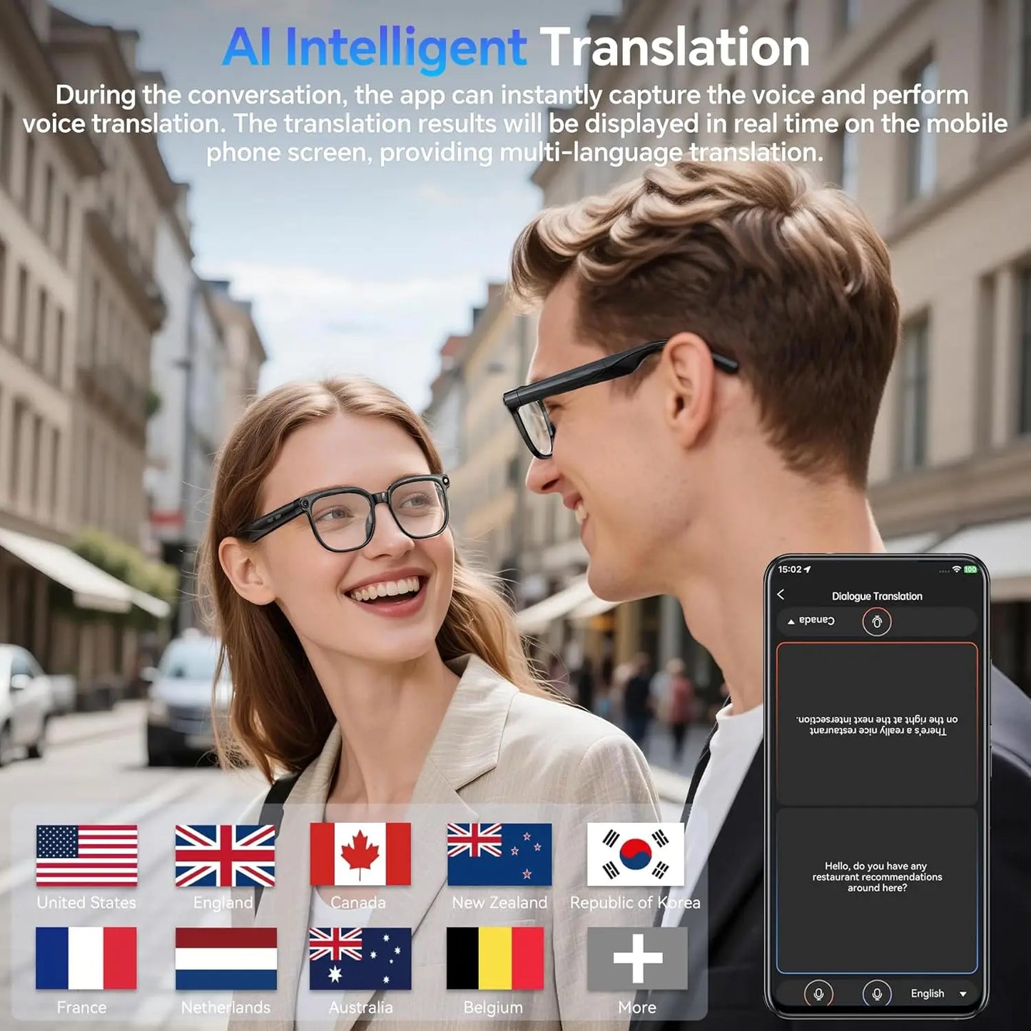 Step into the future with the GUHUAVMI M02S Smart AI Glasses and empower yourself with hands-free video, live translation, and smarter conversations.