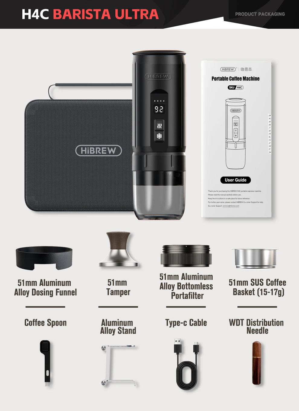 HiBREW H4C Portable Espresso Machine 3in1 Travel Coffee Maker 7500mAh Battery