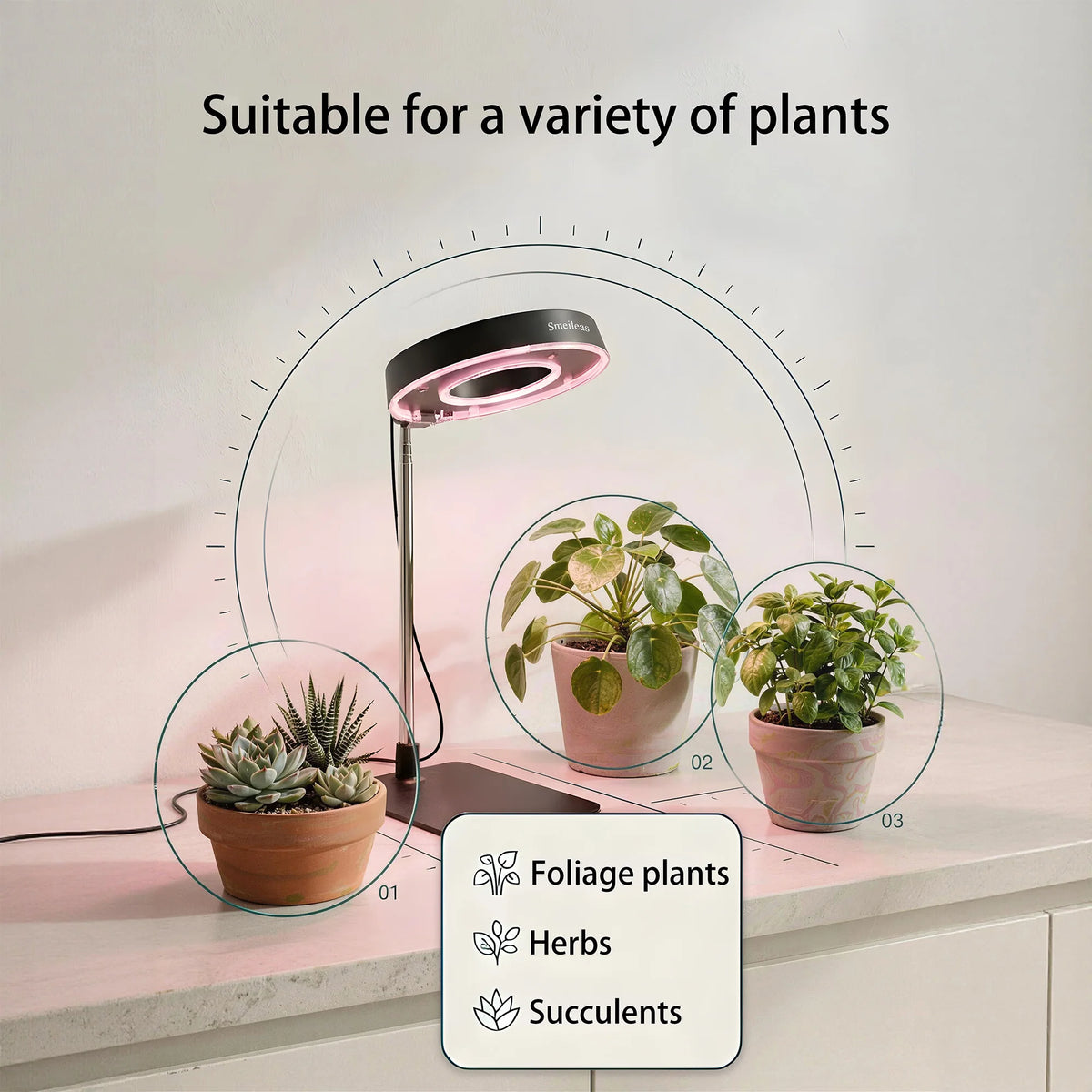 Smeileas Full Spectrum LED Plant Grow Light With Magnetic Flexible Head