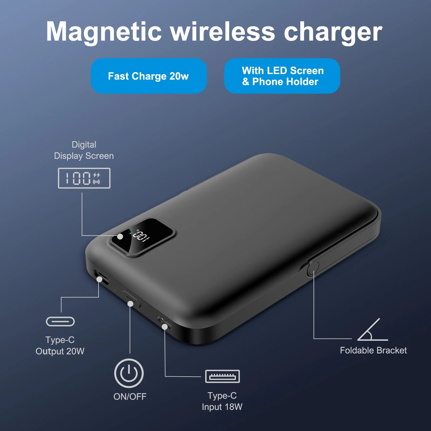 Magnetic Power Bank 10000mAh Wireless Charger for iPhone Series