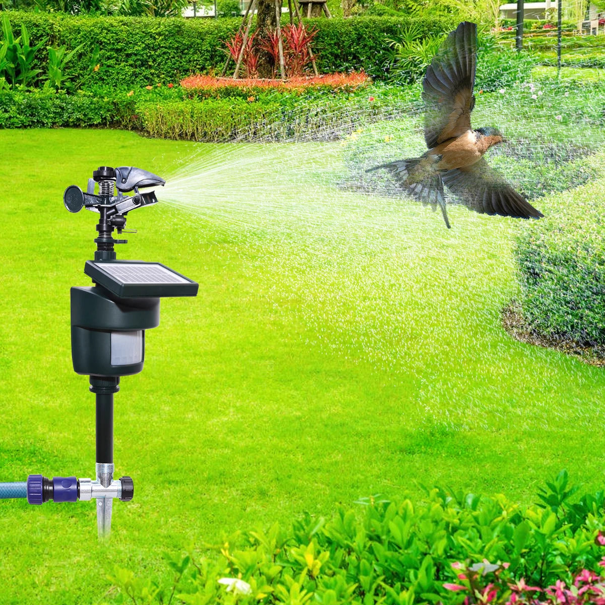 Yardeen Motion Activated Sprinkler With Solar Panels Outdoors