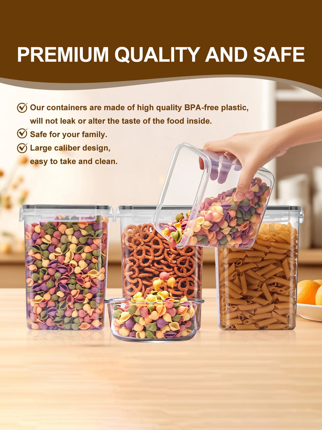 Sealed Food Storage Containers With Lids Labeled For Pantry