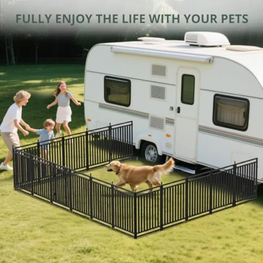 Portable Dog Fence And Puppy Playpen Foldable Metal Mesh For Outdoor Use