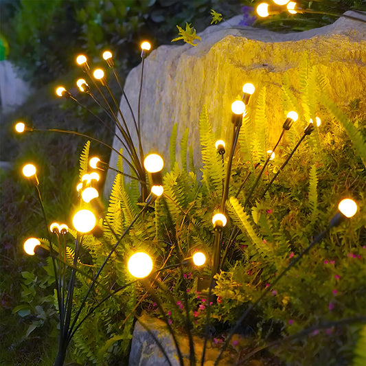 Turn your outdoor space into a magical firefly showcase with effortless solar glow. No wiring is needed; just place it in sun and you will enjoy a wind-swaying, warm-white glow from 8 heads, each featuring a subtle flicker that mimics real fireflies.