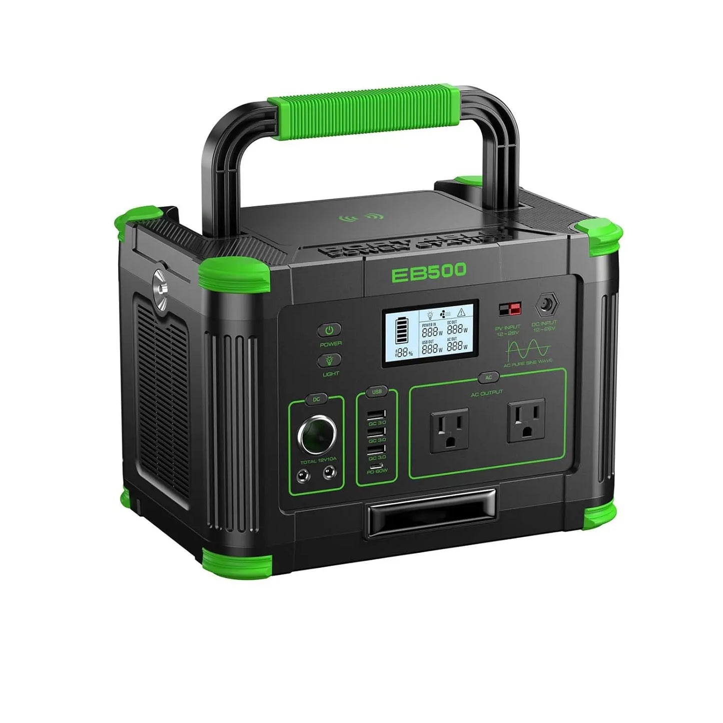 Portable Power Station 500W 519Wh Solar Generator USB C PD