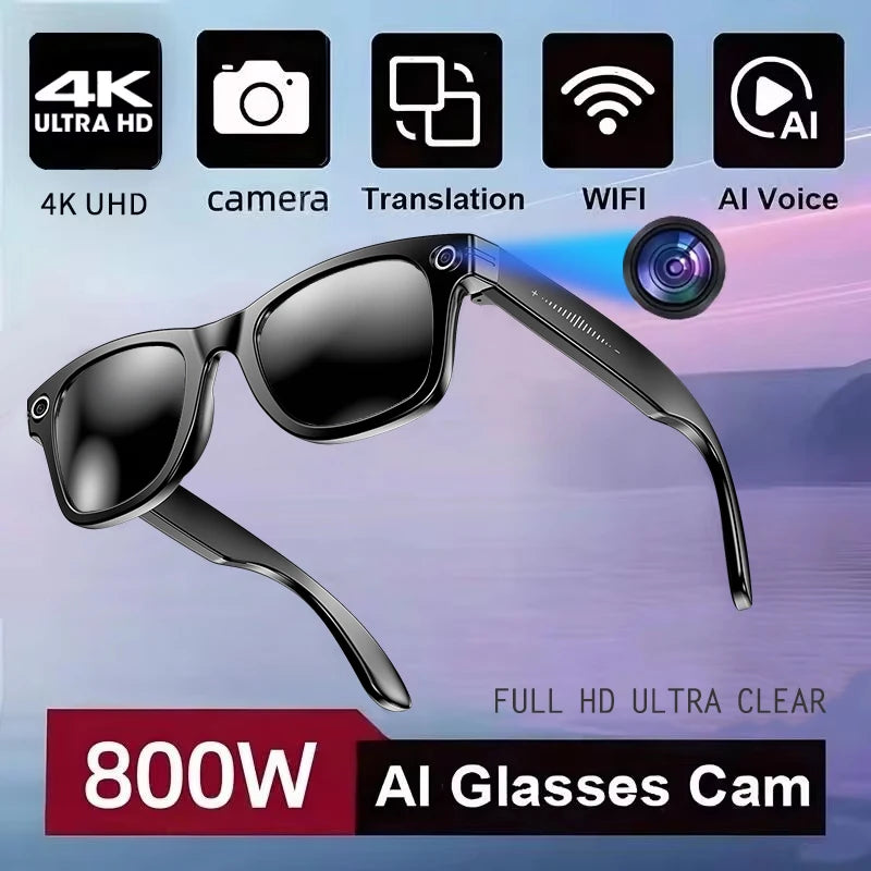 GUHUAVMI Camera AI Glasses With Translation, 720P Dual Cameras, Waterproof