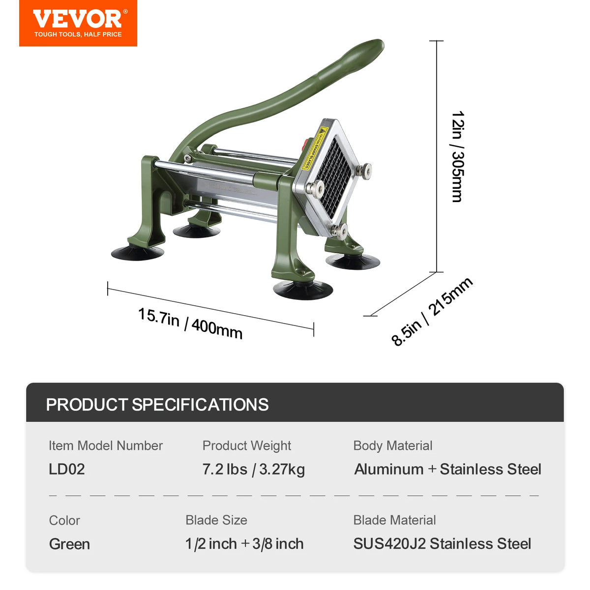 Vevor French Fry Cutter Stainless Steel Potato Slicer