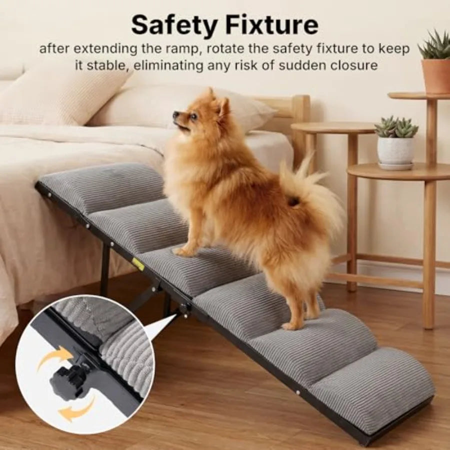 Help your dog reach favorite spots with ease using an adjustable, foldable ramp designed for beds and couches, delivering safe, steady footing every time you both climb.