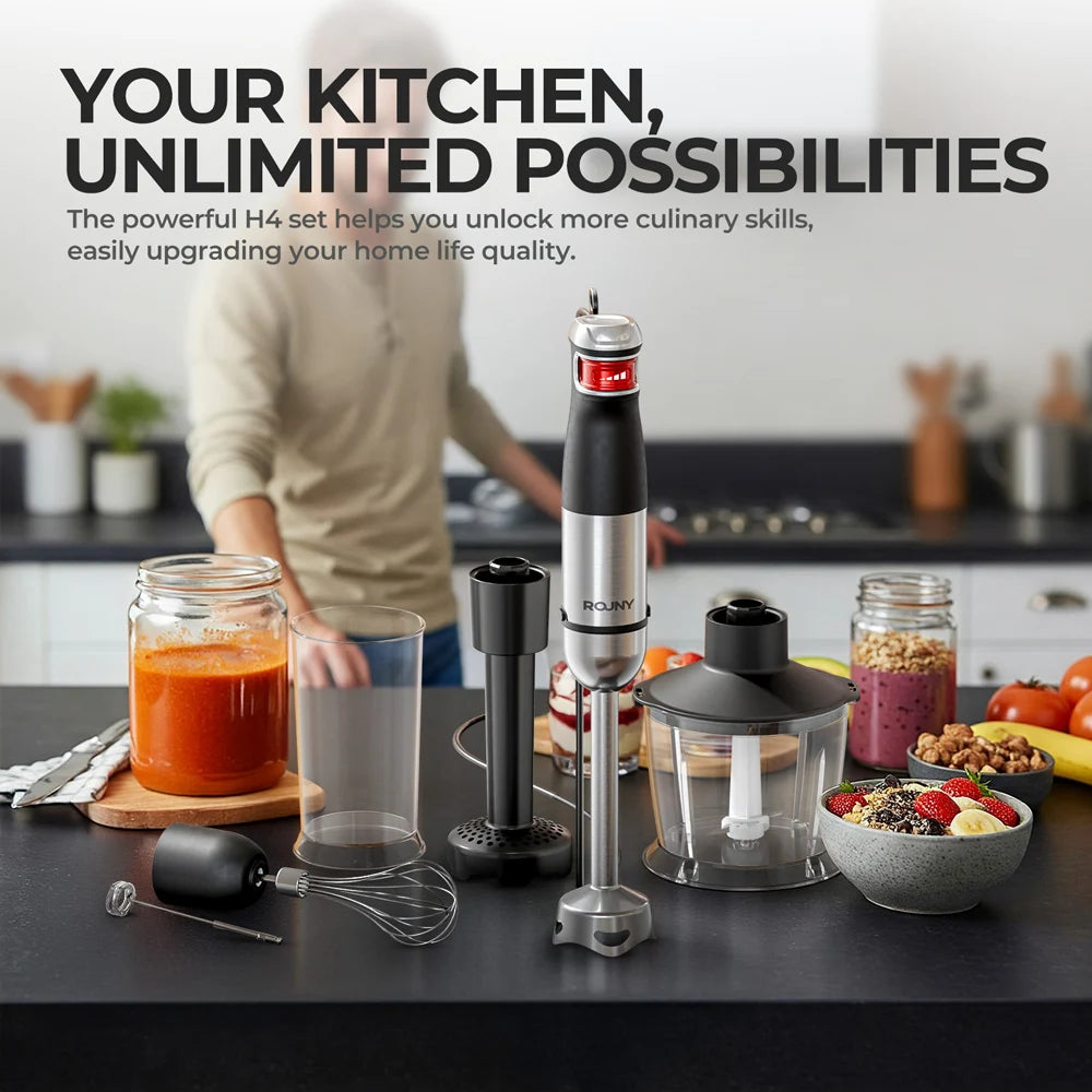 Rouny 1500W Electric Handheld Stick Blender 6 In 1 Immersion