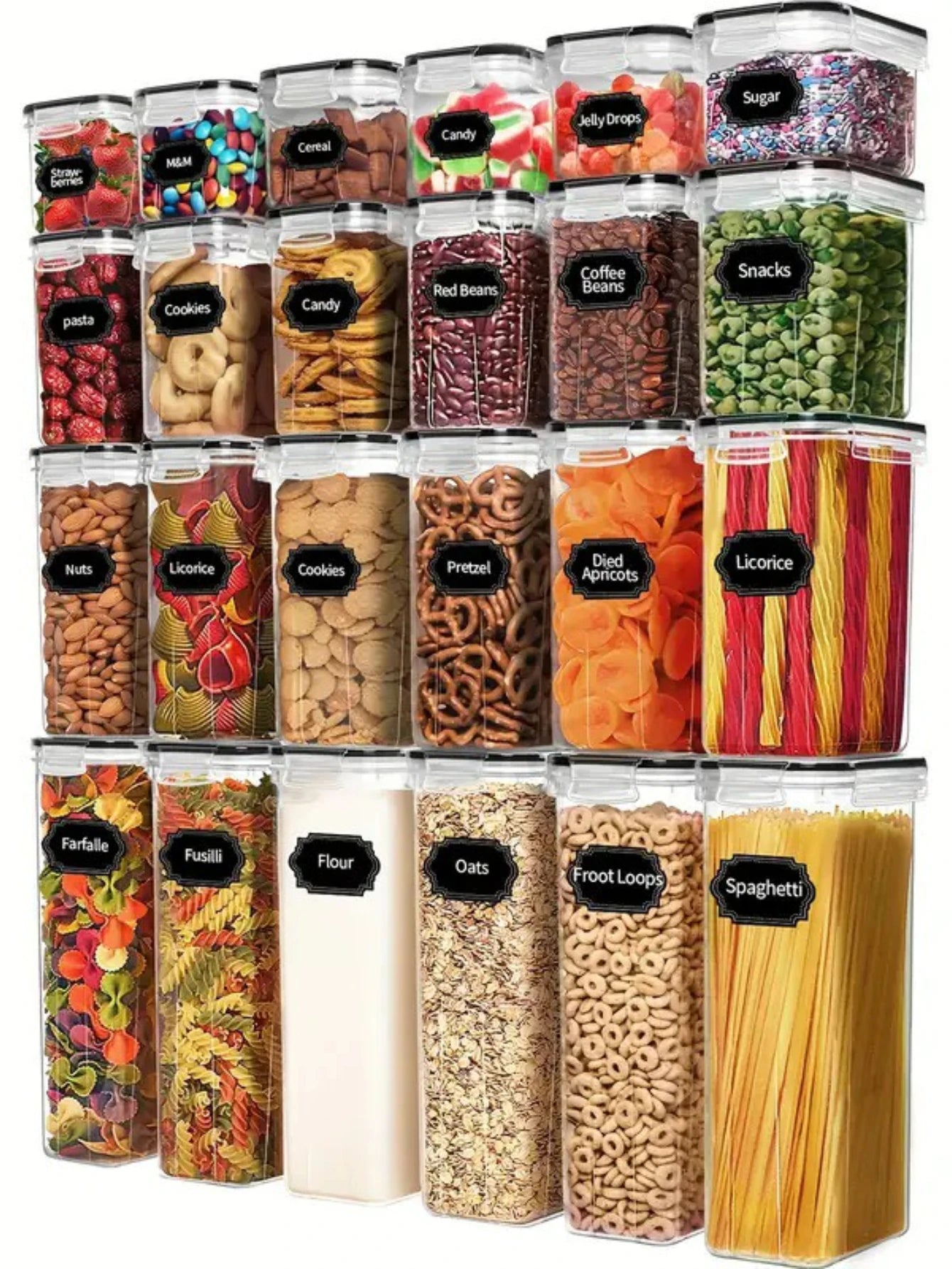 Airtight Food Storage Containers With Labels 24 Pack