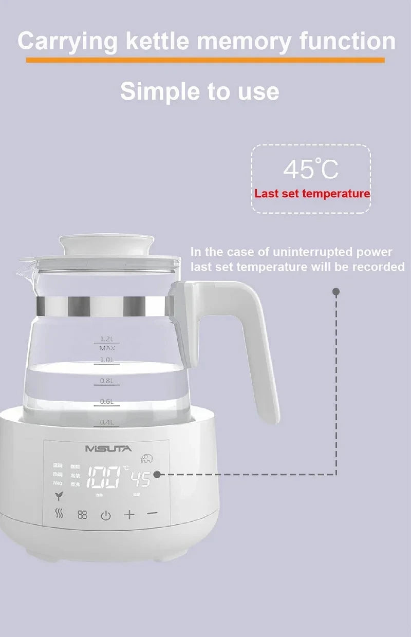 Luouphei Smart Baby Milk Warmer Electric Glass Kettle Temperature Control