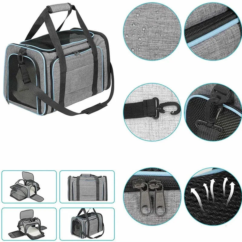 Foldable Pet Carrier Bag for Small Dogs and Cats Mesh