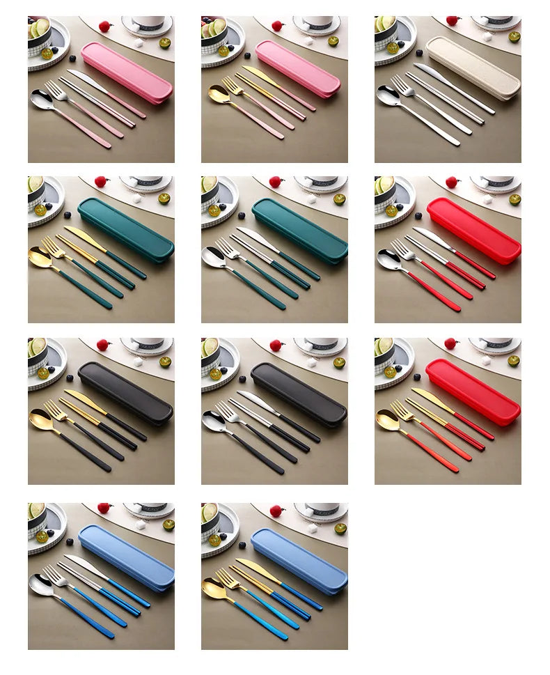High Quality Stainless Steel Portable Cutlery Set With Travel Box