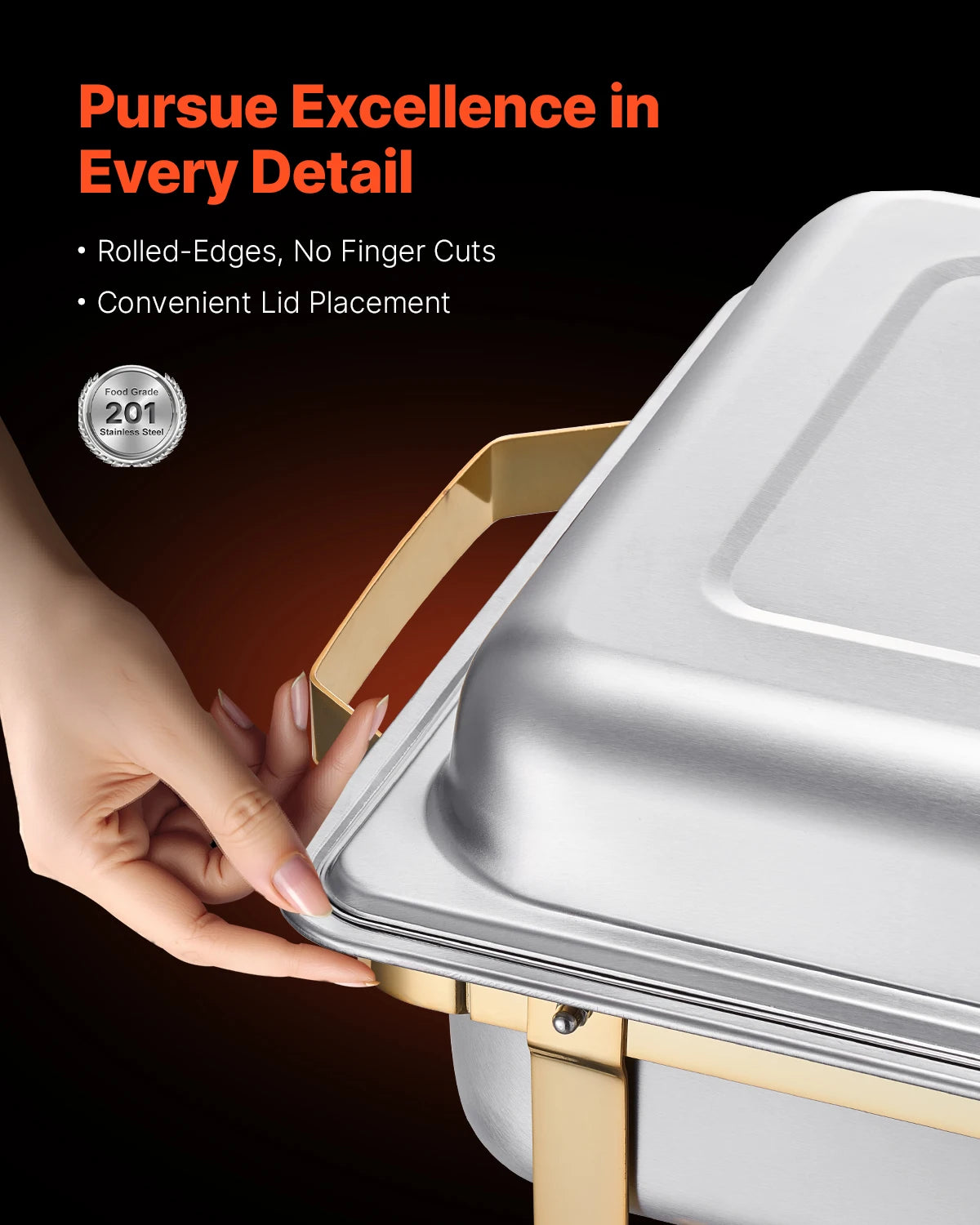 SucceBuy 4 Pack Chafing Dish Buffet Set Stainless Steel Chafer With Pans