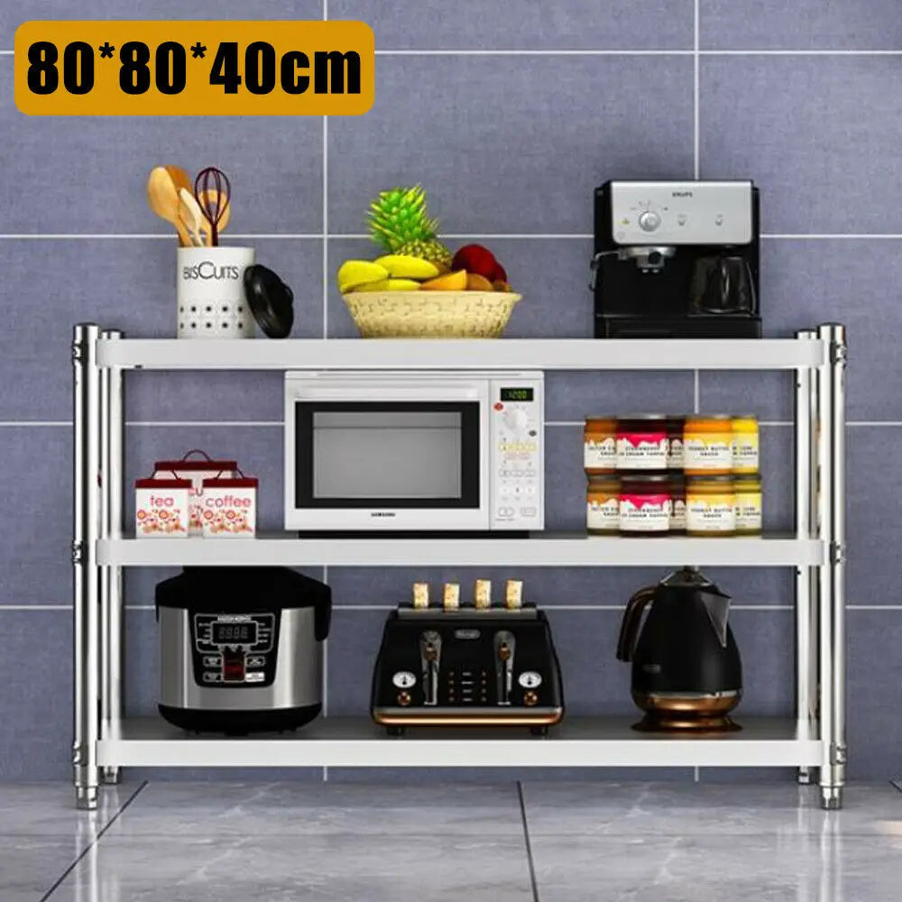 Heavy Duty Stainless Steel Storage Shelving Rack Three Tier Organizer
