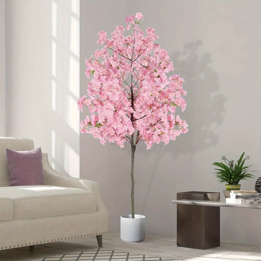 Artificial Cherry Blossom Tree Silk Plant In Nursery Pot Indoor