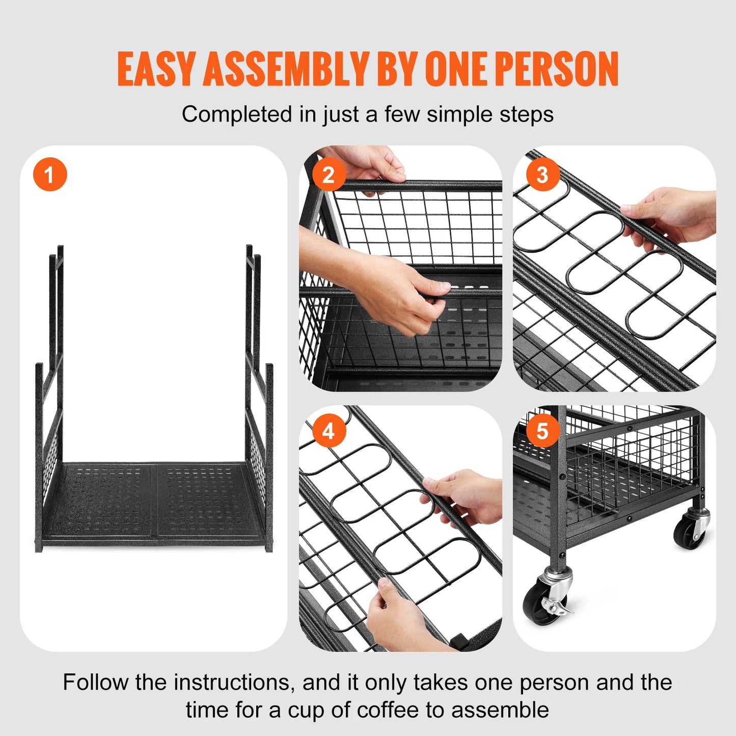 16 Slots Garden Tool Organizer Rack With Hooks And Wheels For Garage