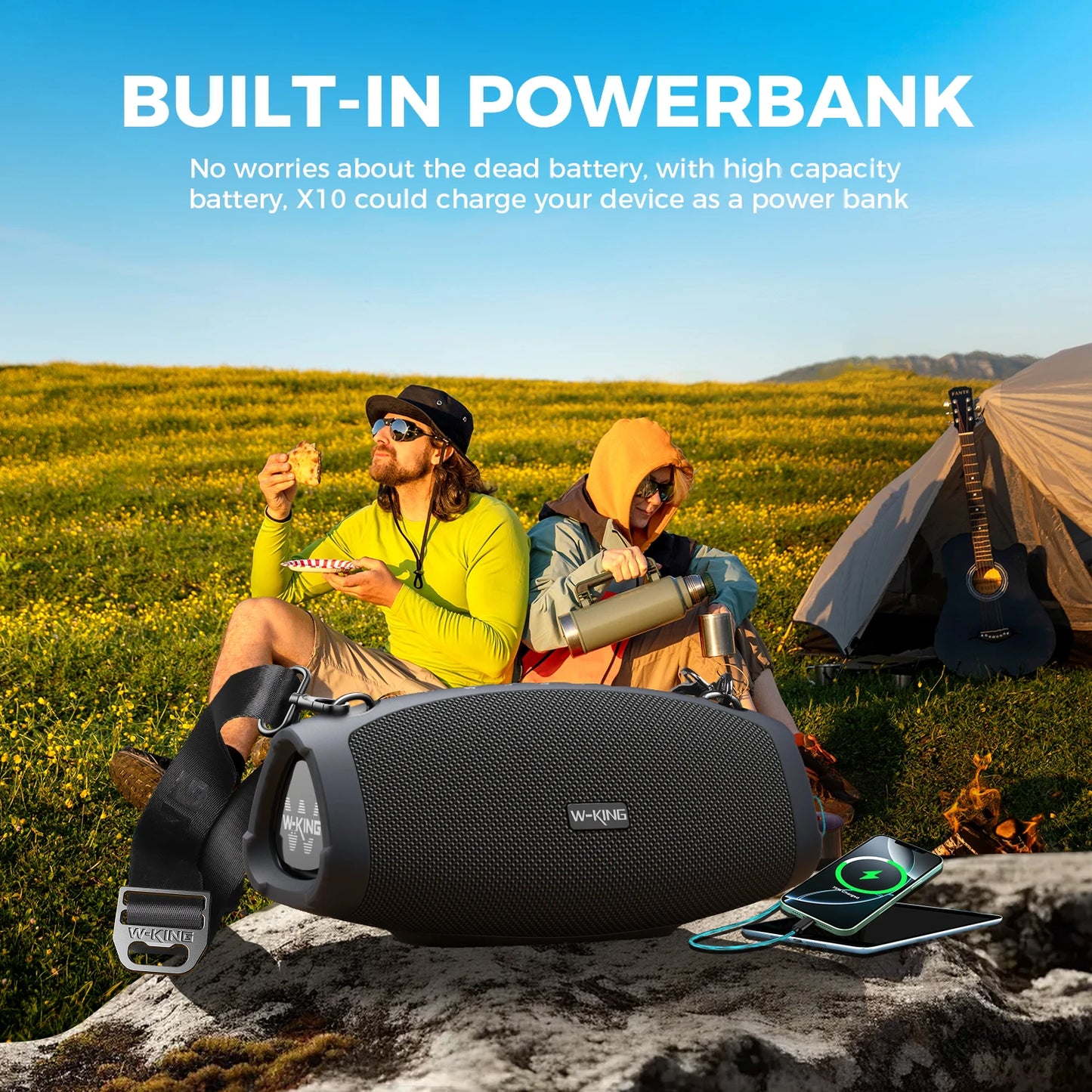 W-King X10 Bluetooth Speaker 120W Portable Waterproof Outdoor Party Subwoofer
