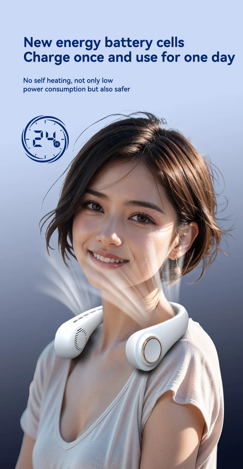 Portable Neck Fan Rechargeable Personal Cooling For Outdoor Travel