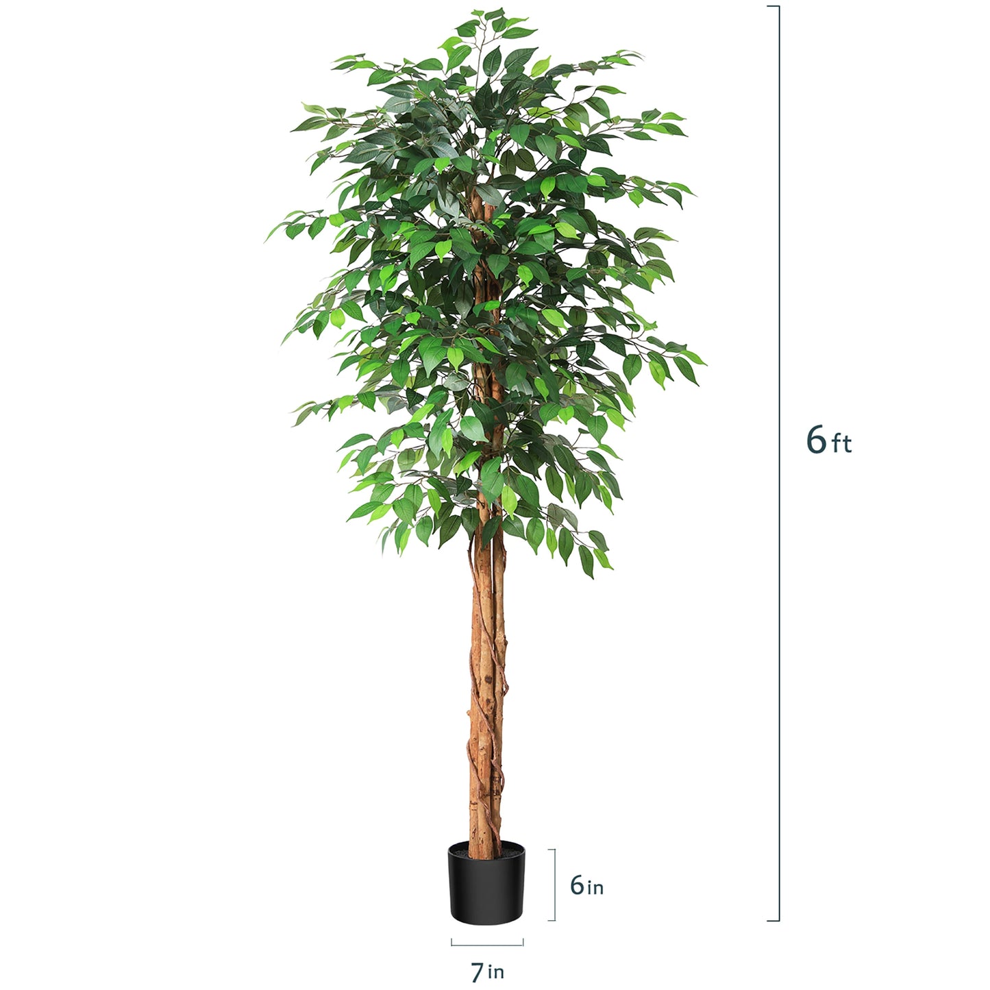 KAZEILA Silk Ficus Tree With Curved Trunk For Office Decor