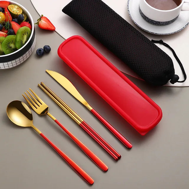 High Quality Stainless Steel Portable Cutlery Set With Travel Box