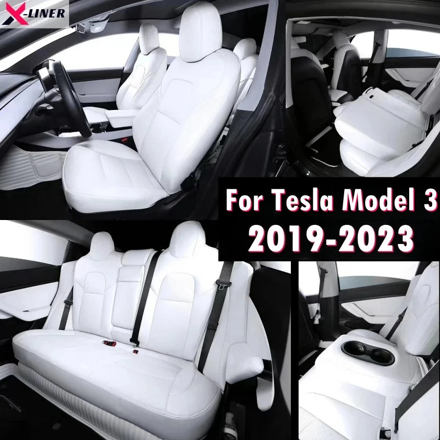 Tesla Model 3 Full Set Car Seat Covers Nappa PU Leather Front And Rear