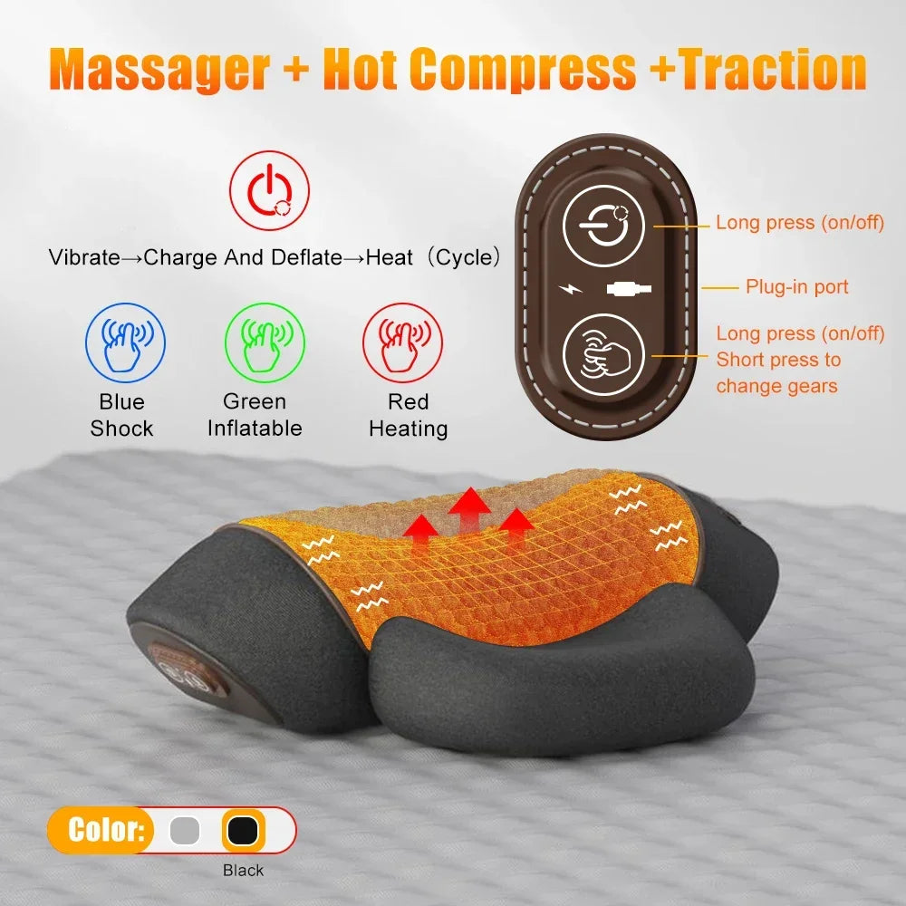 PAQIN Electric Neck Massager Pillow Heating Vibration Cervical Back Support