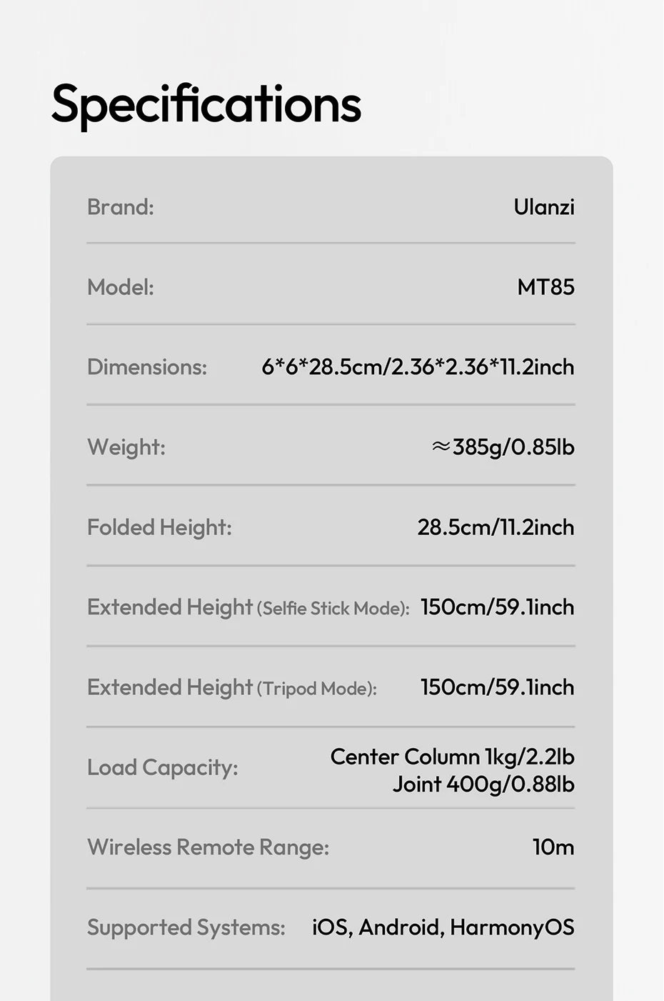 Ulanzi MT85 Automatic Phone Tripod With MagSafe Dual 10m Wireless