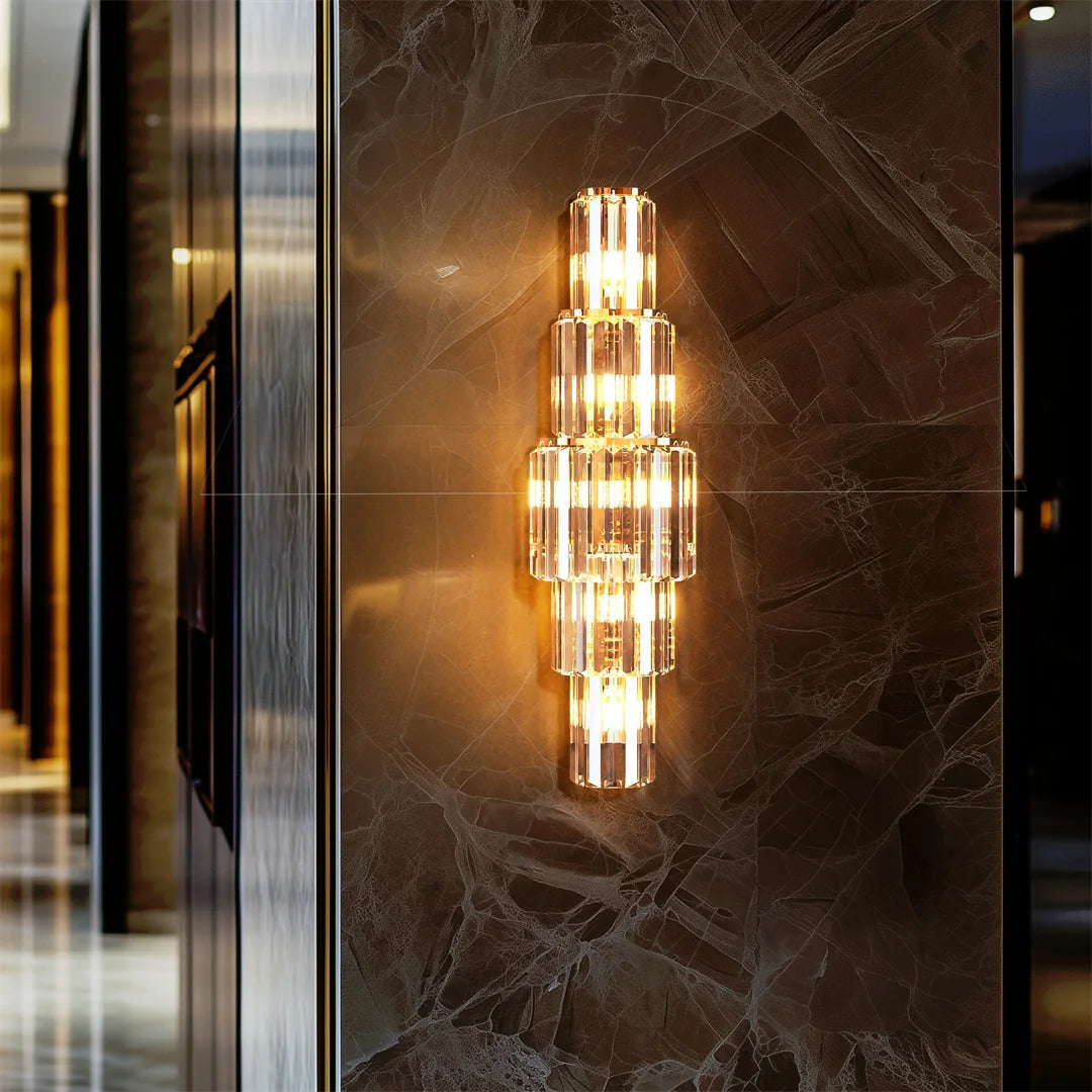 LUVODI Modern Crystal Wall Lamp 3 Layer Sconce Light E14