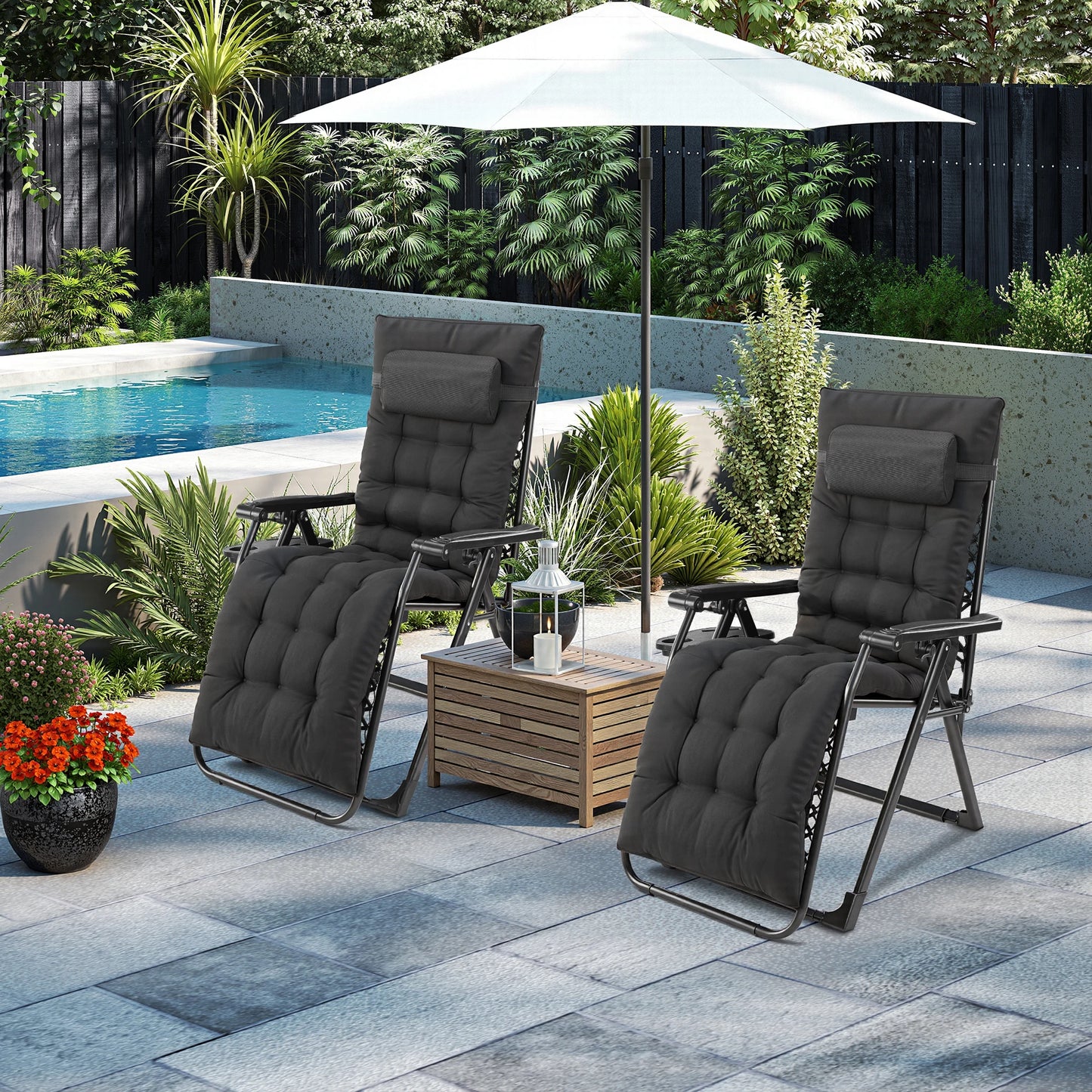 JHK Zero Gravity Recliner Outdoor Folding Lounge Chair With Cup Holder