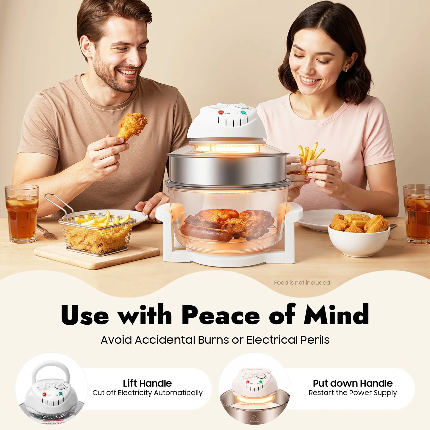 Visual Air Fryer 110V 1200 To 1400W 360 Degree Circulation
