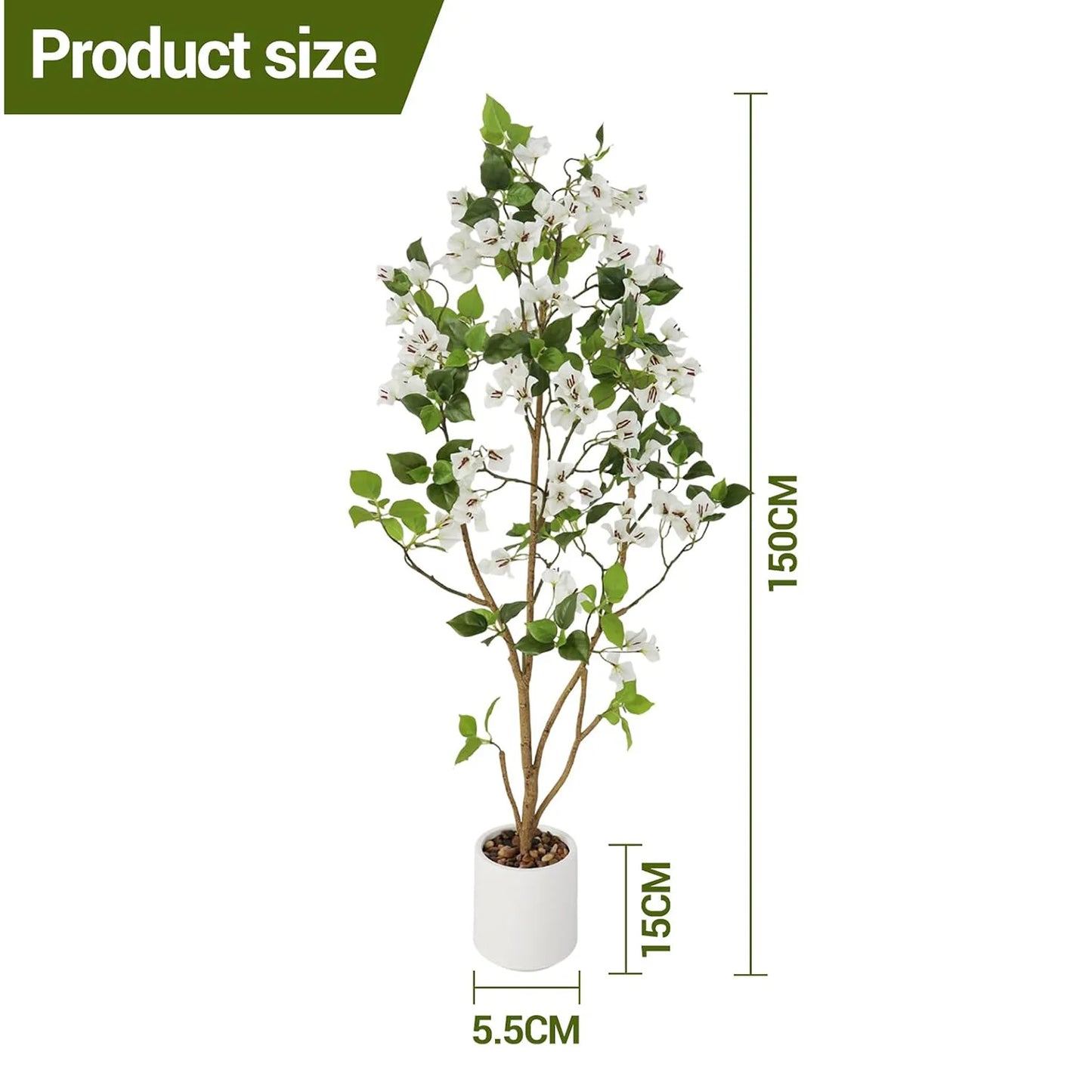 HiMISS Lifelike Artificial Tree Pot Indoor Home Office Wedding Decor