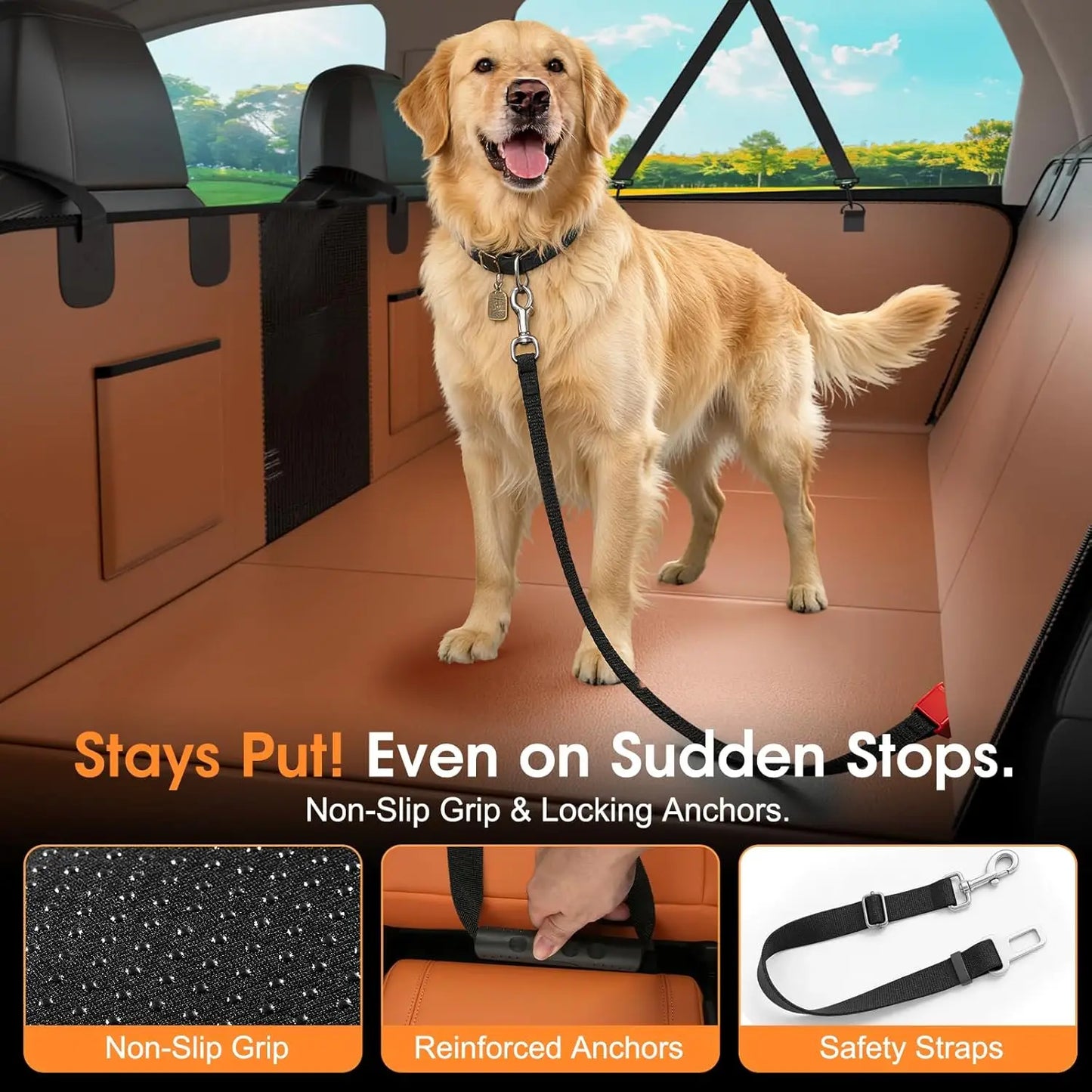 Waterproof PU Leather Dog Car Seat Cover Hammock With Side Flaps Non Slip