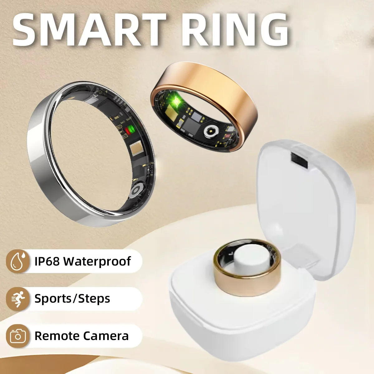 Smart Ring Bluetooth Call Heart Rate Blood Pressure Waterproof Monitor