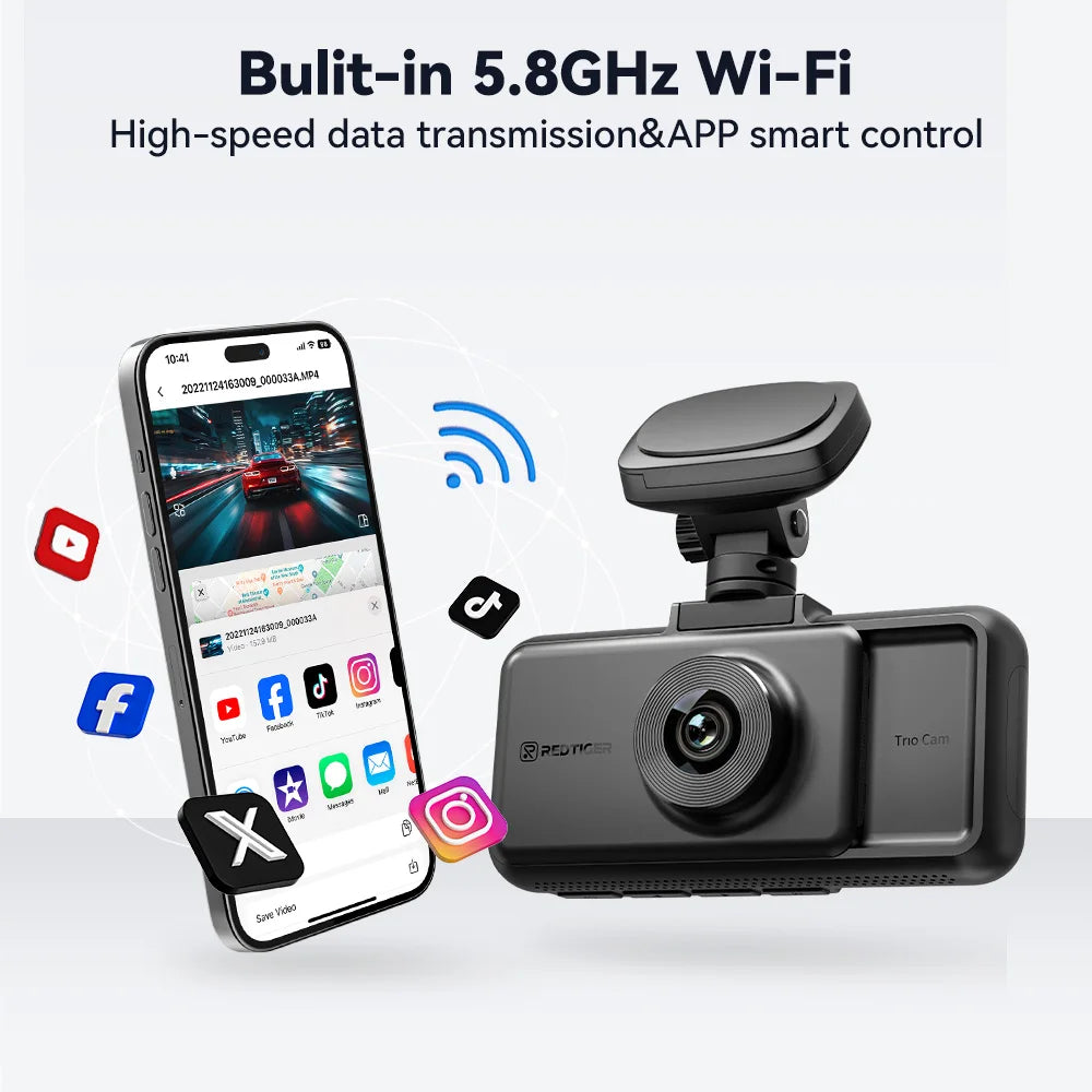 RedTiger A6 4K Dash Cam GPS Front Cabin Night Vision