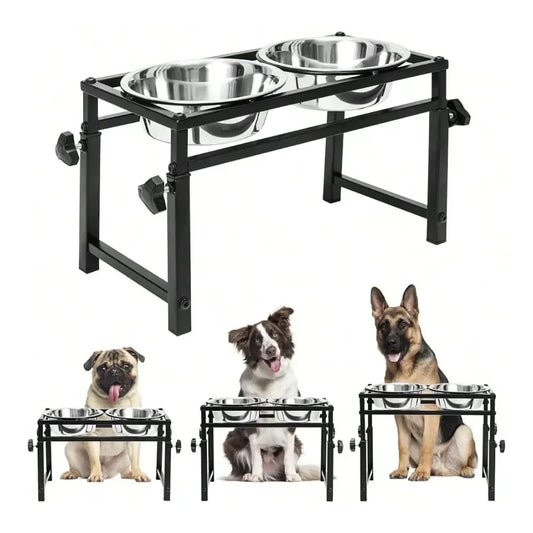 Elevate mealtime with a stylish stainless steel feeder that quietly tidies up messes, reduces strain on your dog's neck and joints, and keeps water and food neatly contained for calmer, happier meals.