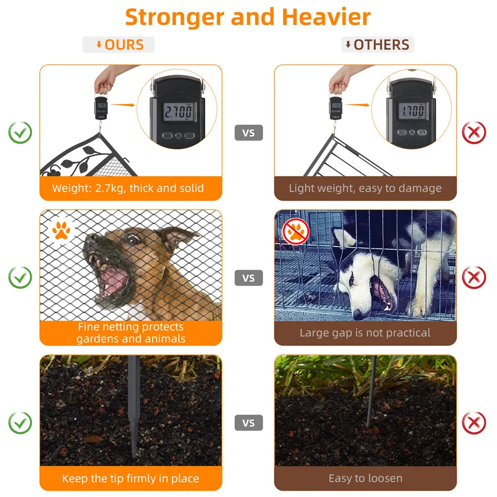 Borwart Wrought Iron Dog Fence Panels Pet Running Exercise Barrier