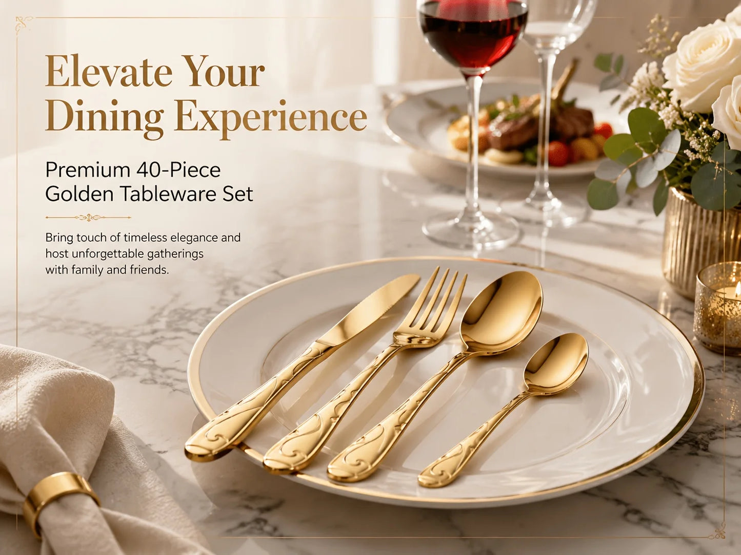 Stainless Steel Flatware Set Mirror Polished Dishwasher Safe Kitchen Utensils