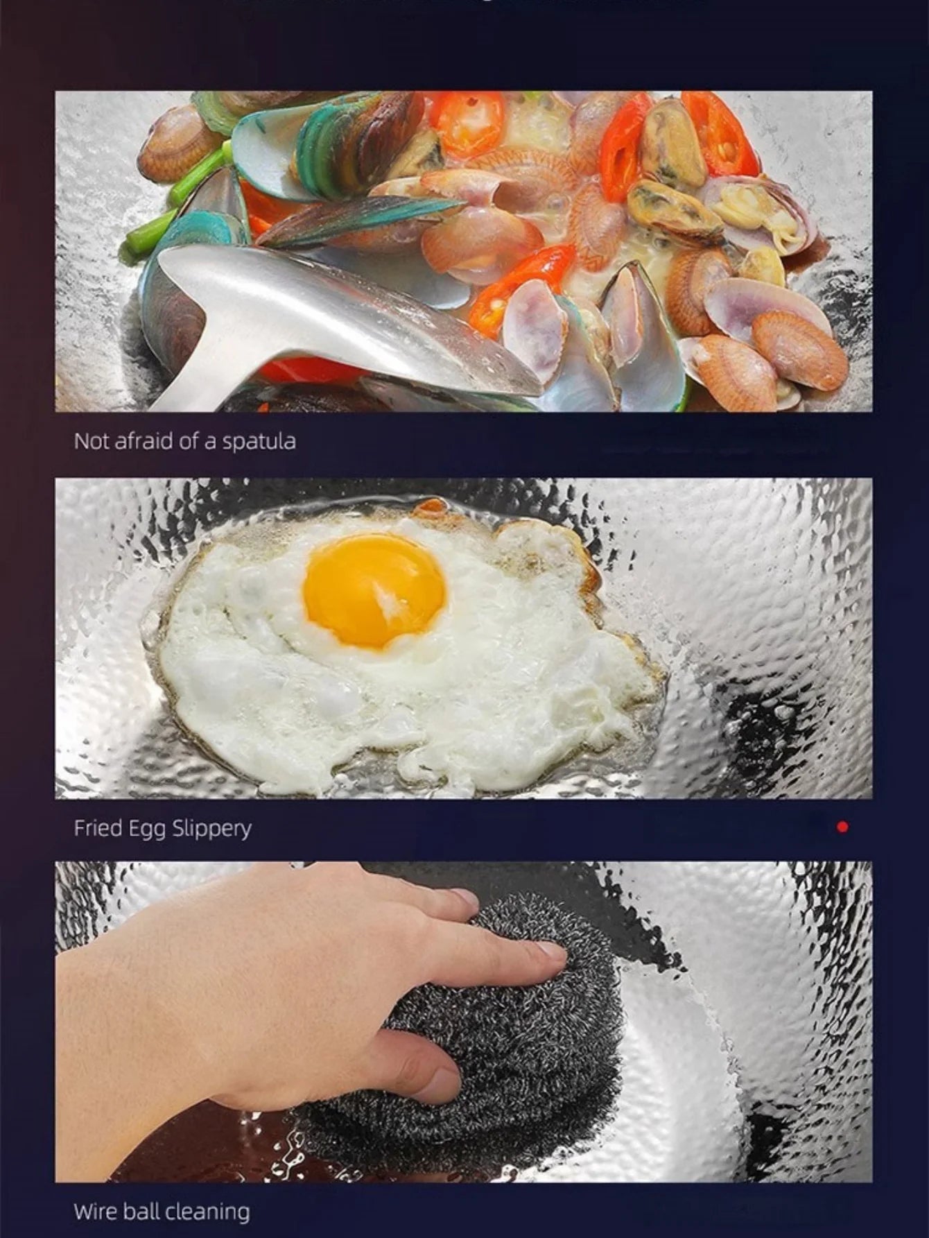 Titanium Round Bottom Wok Uncoated Nonstick Pan Induction Compatible