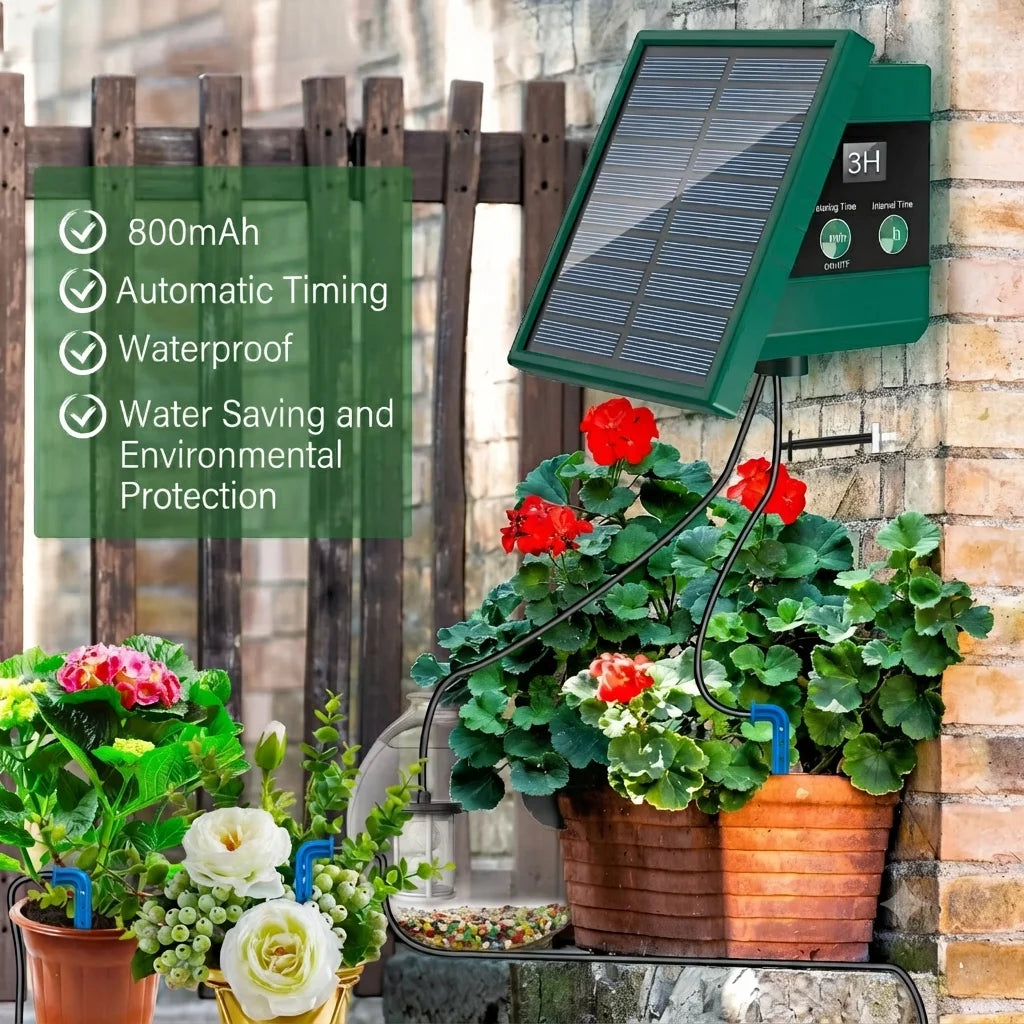 Solar Drip Irrigation System Garden Balcony Kit With 300 Programs
