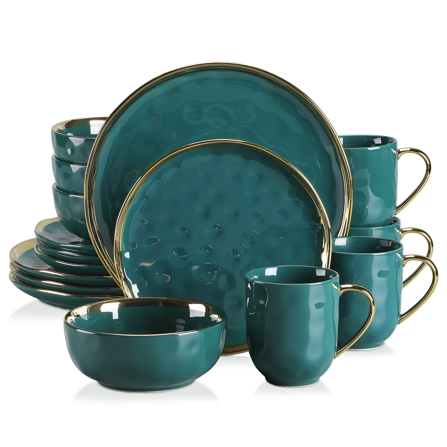 Malacasa Porcelain Dinnerware Set Gold Trim Casual Tableware