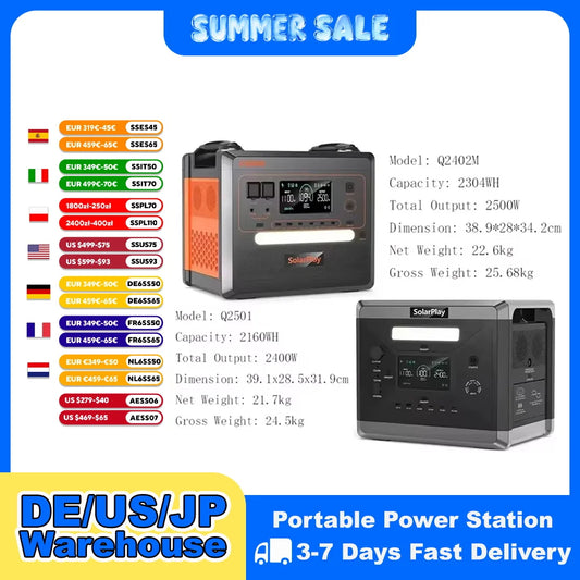 SOLARPLAY Q2501 Q2402M Portable LiFePO4 Power Station