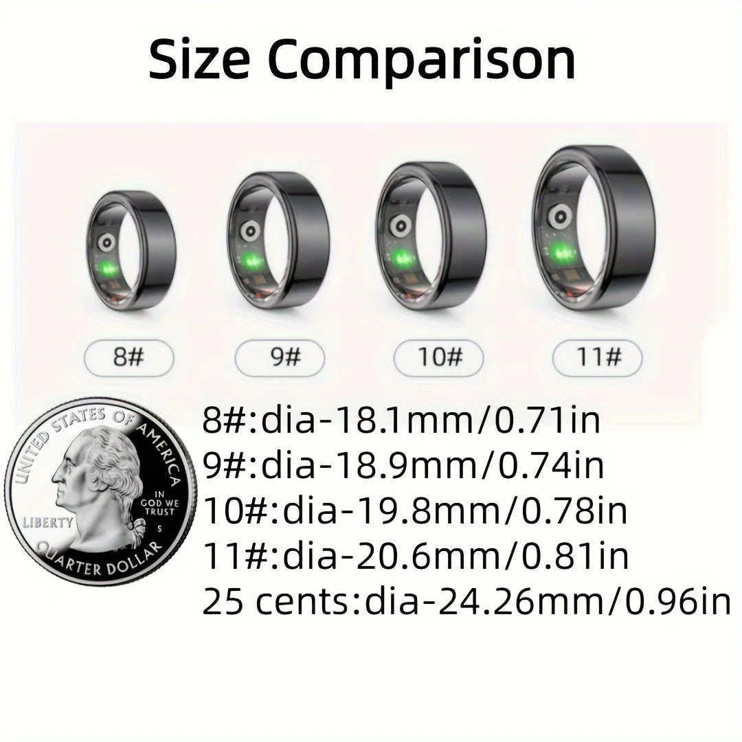 Smart Ring Health Tracker With Wireless Steps Counter Stainless Steel