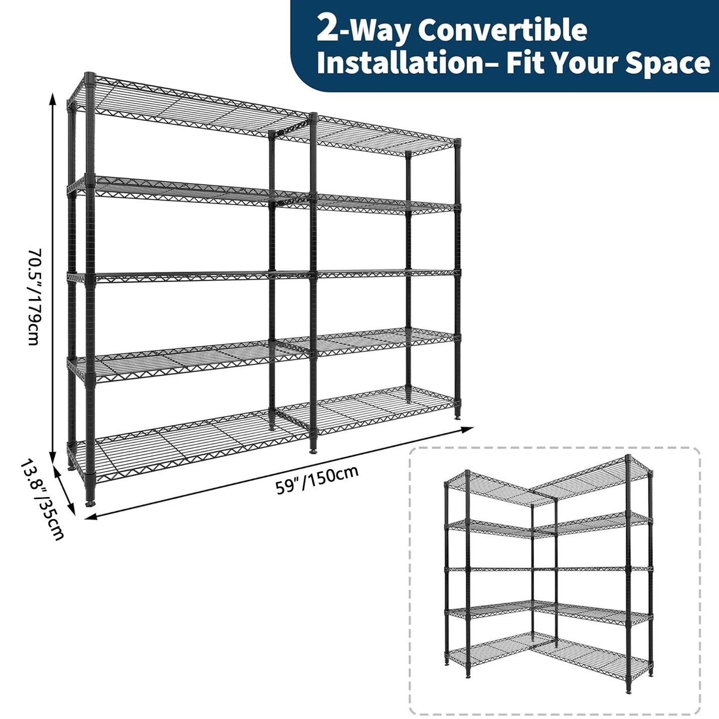 Twister.CK Heavy Duty Metal Shelving Unit Five Tier Adjustable Pantry