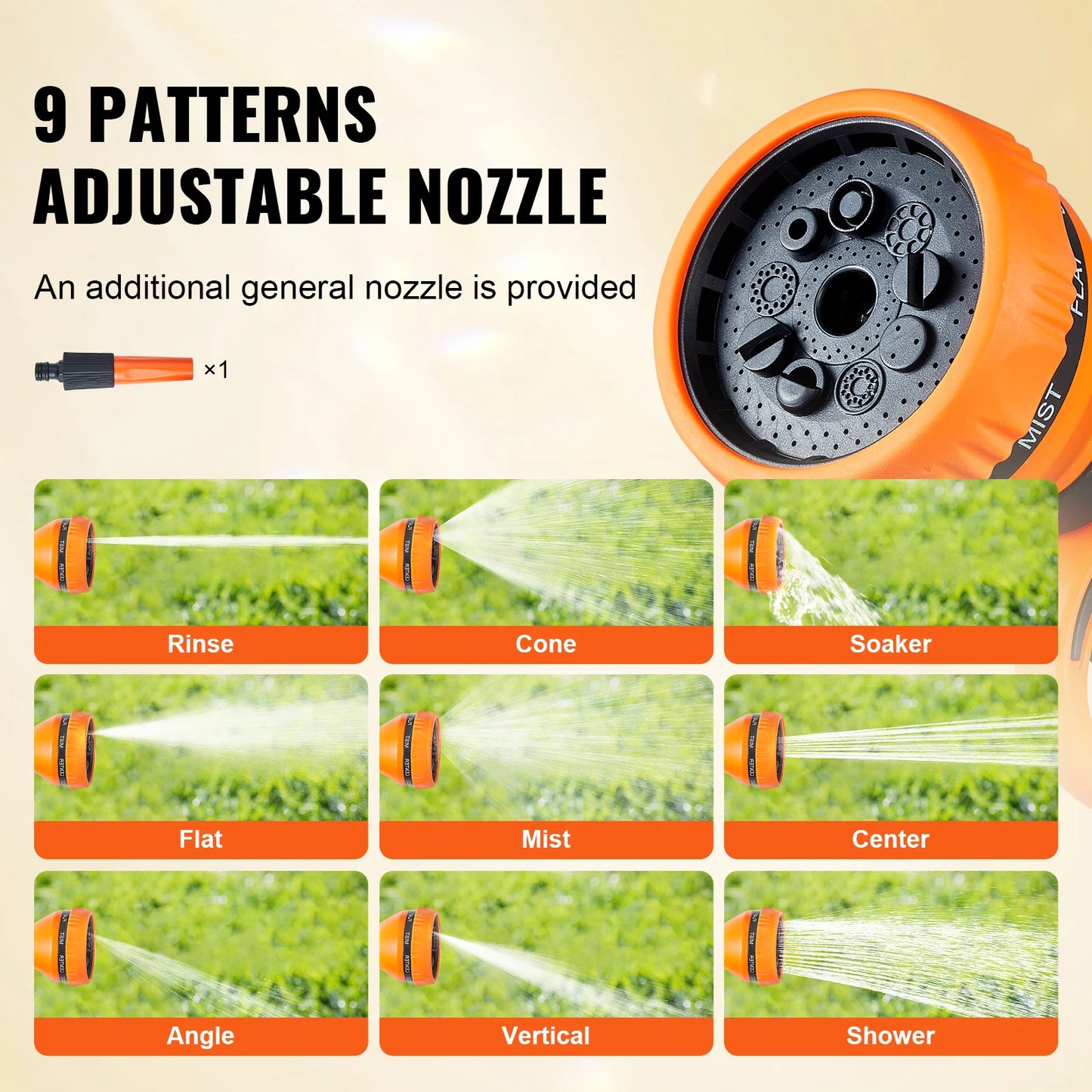 SucceBuy Retractable Hose Reel With 180 Degree Swivel And 9 Pattern Nozzle