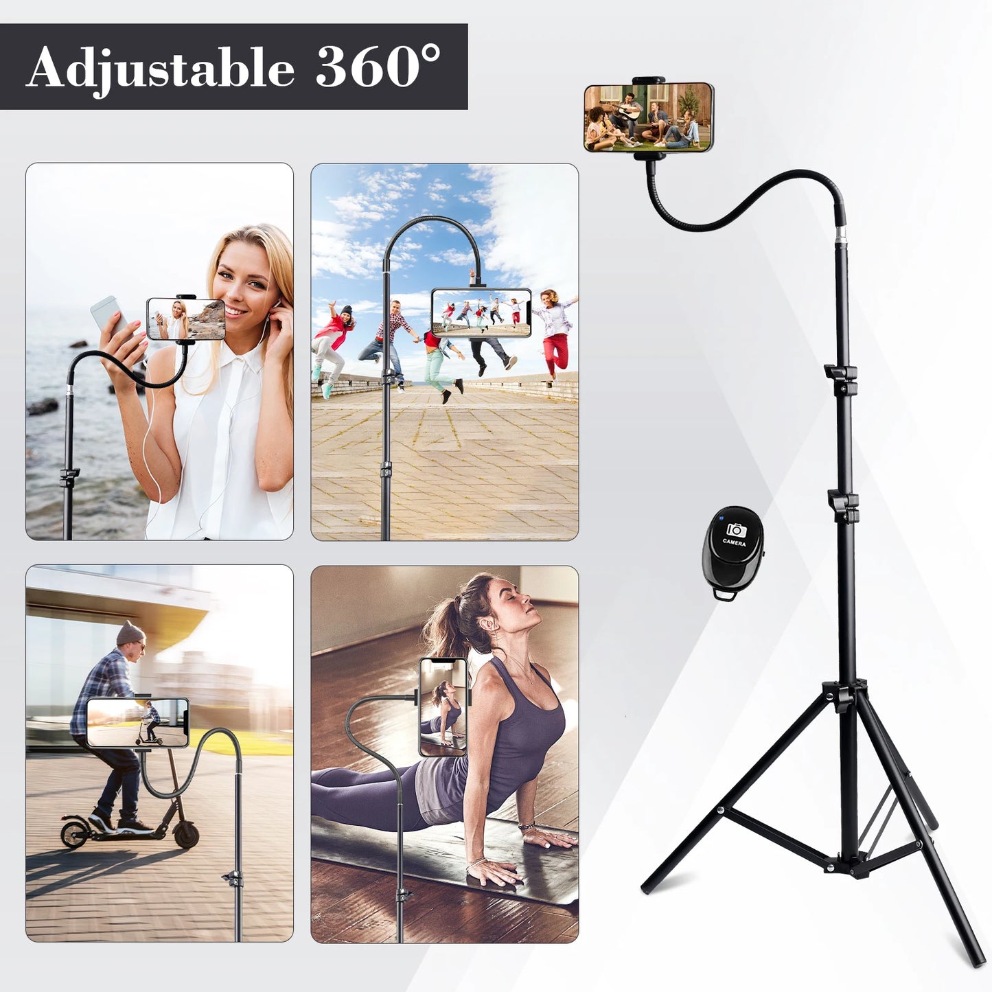 UEGOGO Portable Aluminum Tripod With Detachable Phone Clip And Wireless Remote
