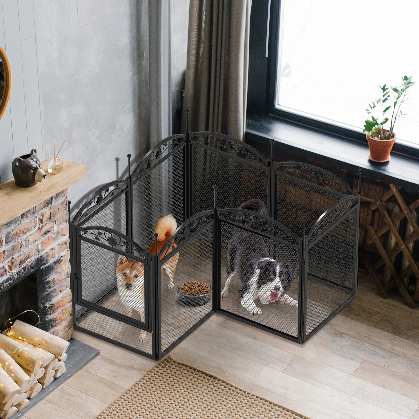 BINGOPAW Heavy Duty Dog Playpen 8 Panels Outdoor Iron Fence Waterproof Pad