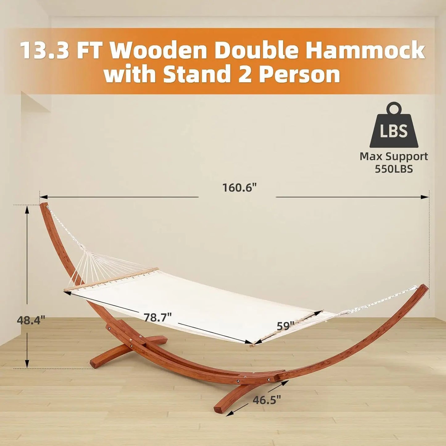 Heavy Duty 2 Person Hammock With Stand 550 Lbs Capacity For Porch Patio Garden