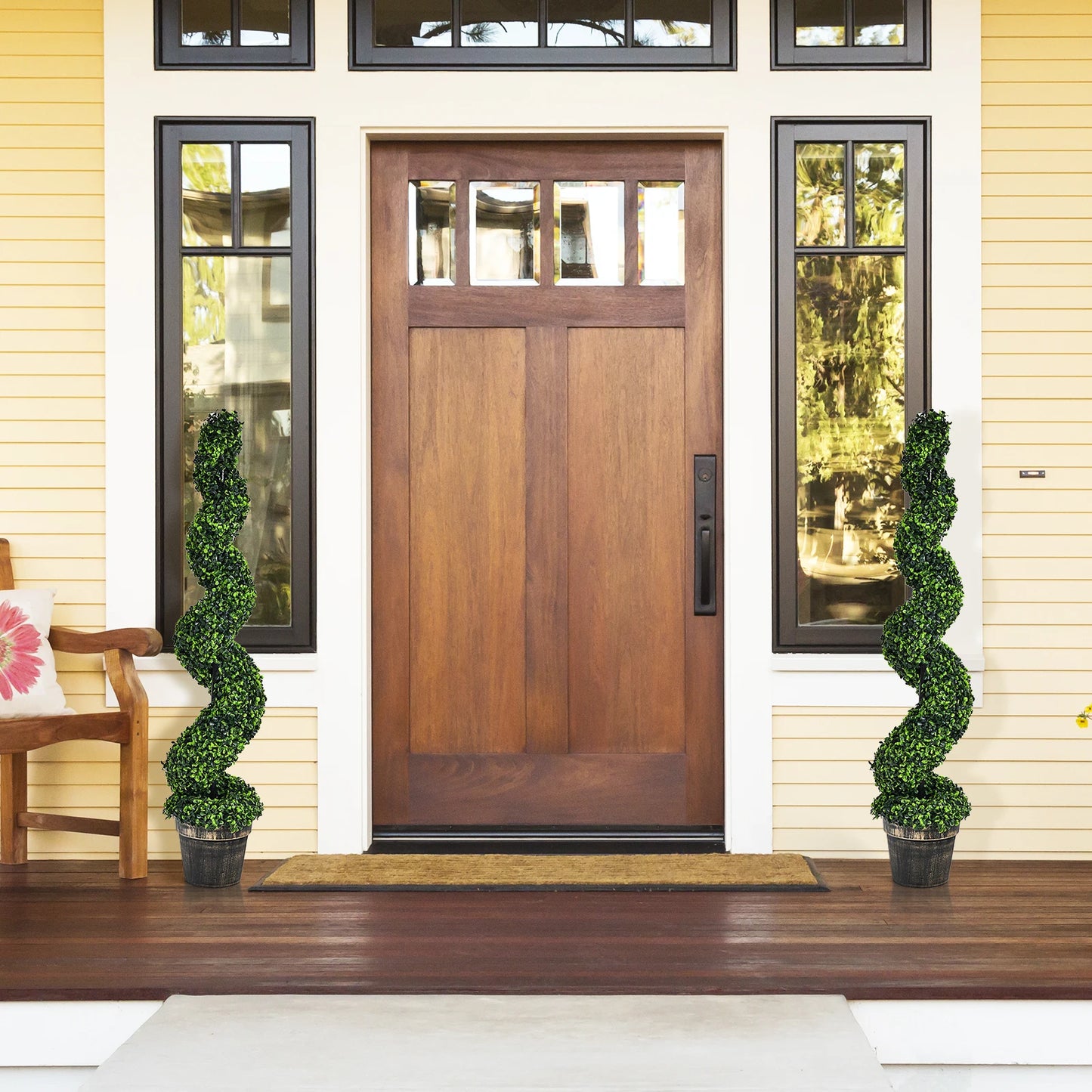 LIFEZEAL Artificial Spiral Boxwood Topiary Tree For Indoor Outdoor Decor